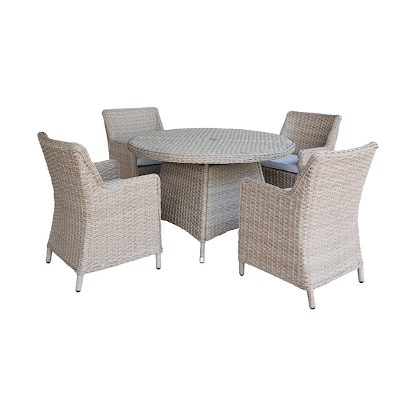 International Concepts Outdoor 5 Piece Patio Furniture Set with a Round Table and 4 Chairs KODT-448R-400-4 - main